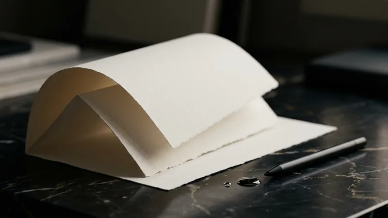 Penna stilografica d'autore su carta artigianale con luce radente su noce scuro, rappresentante il copywriting persuasivo e la stesura testi per siti web aziendali