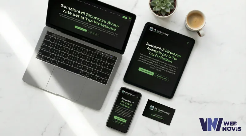 FB Total Security — mockup sito web aziendale sicurezza con laptop e tablet