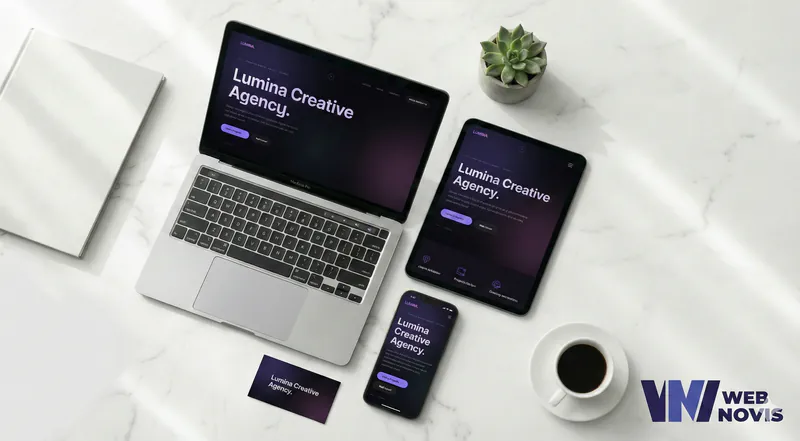Lumina Creative — mockup agenzia creativa con glassmorphism e design minimale