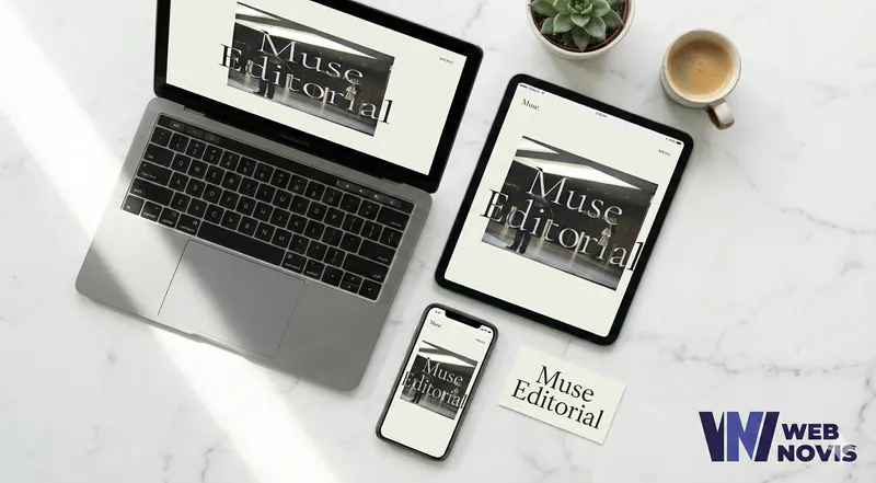 Muse Editorial — mockup template fashion e arte con design tipografico elegante